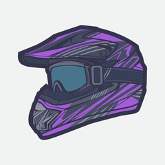 Helmet Motorcycle Cartoon Vector Icon, Cartoon Vector Icon Concept Flat Design. Draw Cartoon Vector Icon Illustration Helmet Motorcycle In Flat Style. Icon Cartoon Vector Helmet Motorcycle Side View