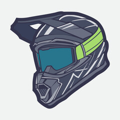 Helmet Motorcycle Cartoon Vector Icon, Cartoon Vector Icon Concept Flat Design. Draw Cartoon Vector Icon Illustration Helmet Motorcycle In Flat Style. Icon Cartoon Vector Helmet Motorcycle Side View