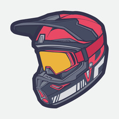 Helmet Motorcycle Cartoon Vector Icon, Cartoon Vector Icon Concept Flat Design. Draw Cartoon Vector Icon Illustration Helmet Motorcycle In Flat Style. Icon Cartoon Vector Helmet Motorcycle Side View