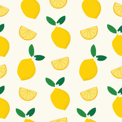 Seamless Pattern with Lemons - Hand Drawn Vector Illustration for Decorative Invitation, Greeting Card, Birthday, Party, Celebration, Wedding, and Kitchen Textiles