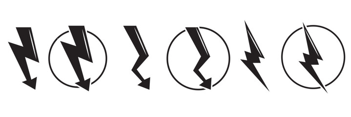 flash lightning bolt icon. Electric power symbol. Power energy sign, vector illustration. Power fast speed logotype - obrazy, fototapety, plakaty