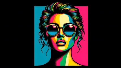 Image woman in neon colors and sunglasses