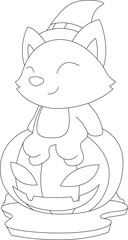 Cat Halloween Witch Animal Vector Graphic Art Illustration