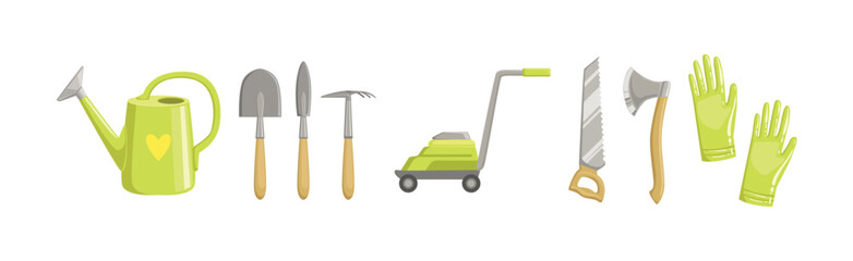 Obraz premium Garden Tool and Equipment for Plant Cultivation Vector Set