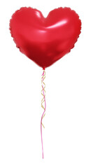 Red heart balloons isolated on white background. Helium heart balloons clipart for anniversary, birthday, wedding, party. 3D png illustration.