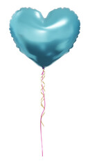 Blue heart balloons isolated on white background. Helium heart balloons clipart for anniversary, birthday, wedding, party. 3D png illustration. © vensto