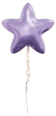 Realistic vector purple star balloons isolated on white background. Helium star balloons clipart for anniversary, birthday, wedding, party. 3D png illustration.