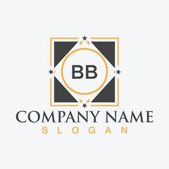 Square shape BB letter logo design vector
