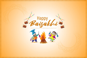 Vector illustration of Happy Baisakhi social media feed template