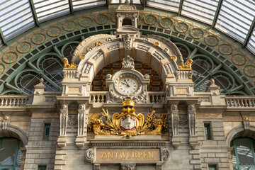 Antwerp, Belgium. 15 April 2023. Central Station Antwerp, The richly applied symbolism included the...