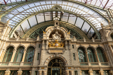 Antwerp, Belgium. 15 April 2023. Central Station Antwerp, The richly applied symbolism included the...