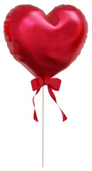 Realistic red heart balloons with rbbon isolated on background. Helium red heart balloons clipart for anniversary, birthday, wedding, Christmas, card  party. 3D png illustration © vensto