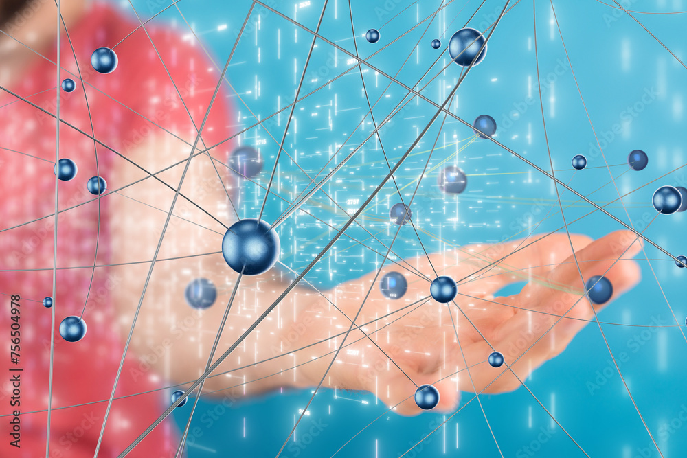 Poster conference digital network and data concept 3d