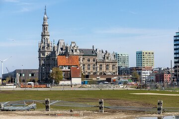 Antwerp, Belgium. 15 April 2023. Loodsgebouw building is an eclectic style building on the...