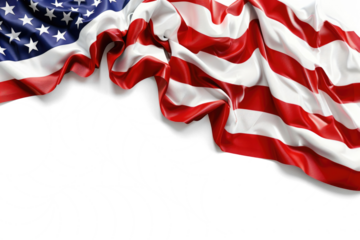 American flag on transparent background. Memorial Day, 4th of July, Labour Day