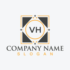 Alphabet letter VH creative logo design