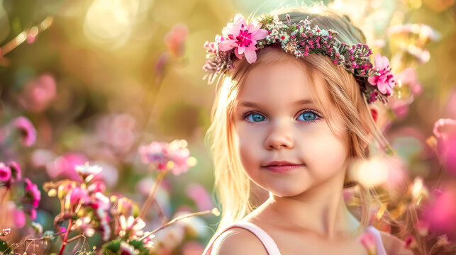 Enchanted child in floral wonderland