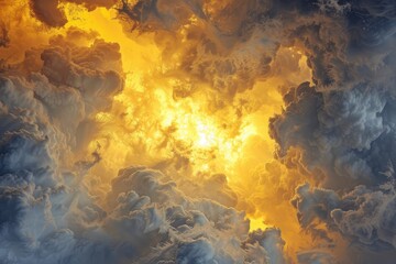 A frozen explosion of bright yellow and deep gray, resembling a burst of sunlight piercing through storm clouds.