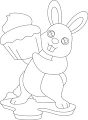 Rabbit Cupcake Animal Vector Graphic Art Illustration