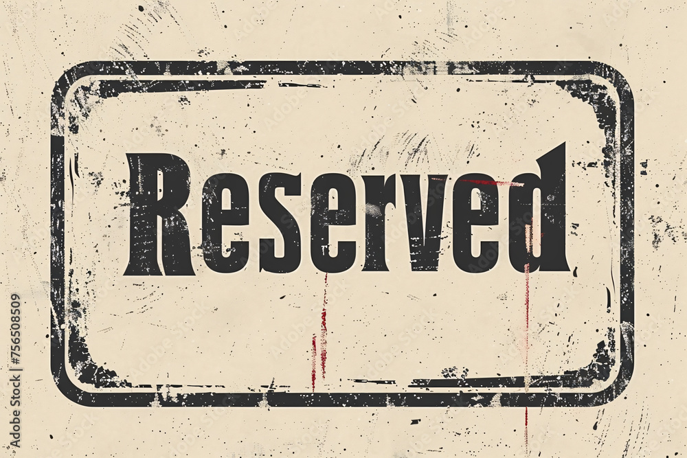 Fototapete grungy reserved sign with red splatter on textured background