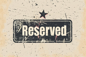 Vintage reserved sign with grunge texture and star