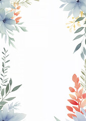 watercolor vertical floral frame border decoration elements - wedding card invitation illustration design asset.