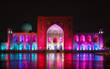 The light show at Registan Square, Samarkand, Uzbekistan