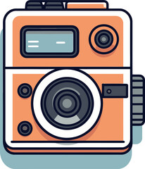 Instant Camera Vector Illustration with Surreal Dreamy Landscape
