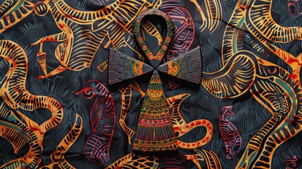  A textured ankh symbol set against a vibrant background