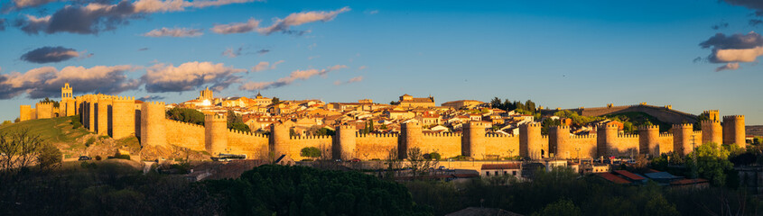 Fototapeta na wymiar Beautiful sunset over the walled city of Avila. Spain.