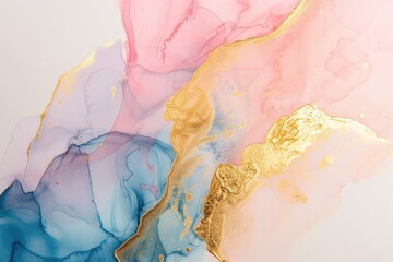 Gentle watercolor washes in soft pastels, with edges where colors meet creating delicate veins of...