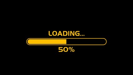 Loading Progress: 50% Complete - A Vibrant yellow Progress Bar with the Word "Loading"