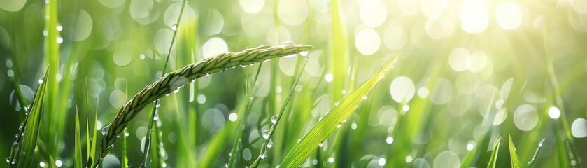 Rice green field. Farmland Generative AI