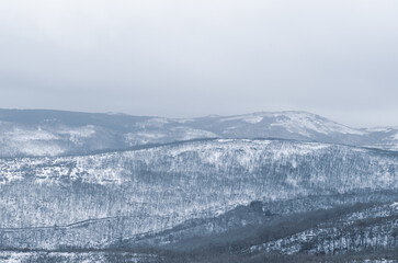 Fototapeta na wymiar snowy landscape in Peneda-Geres national park. Northern Portugal