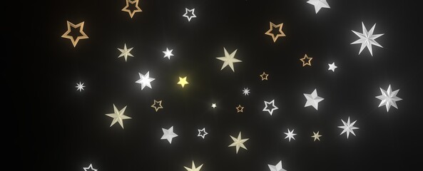 Holiday Stardust Rain: Brilliant 3D Illustration Showcasing Descending Christmas Stars