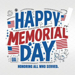 Happy Memorial day design Remember and honor, Vector poster template
