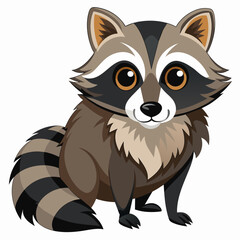 Raccoon, beast, pet, cartoon, pretty, cute, draw, vector, illustration
