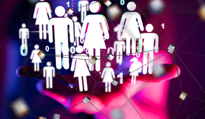 Abstract technology group and data 3d