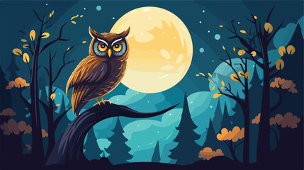 Obraz premium A wise owl perched on a tree branch surrounded 