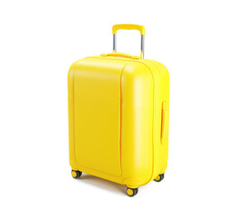 Suitcase with wheels. Travel concept - suitcase. 3D rendering style. isolated on white background, with clipping path	
