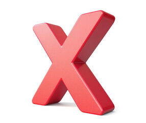 Red 3D cross symbol commonly used on websites to indicate an error or negative choice. on white background, with a clipping path