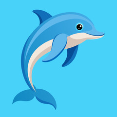 Fototapeta premium Dolphin, beluga, grampus, mammal, narwal, orca, porpoise, whale, pet, cartoon, pretty, cute, draw, vector, illustration 