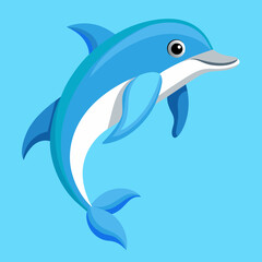 Fototapeta premium Dolphin, beluga, grampus, mammal, narwal, orca, porpoise, whale, pet, cartoon, pretty, cute, draw, vector, illustration 