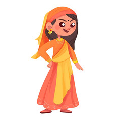 Obraz na płótnie Canvas An illustration of a young girl wearing traditional Sikh clothing