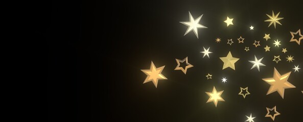 Stardust Christmas Shower: Mesmerizing 3D Illustration Depicting Descending Holiday Star Particles