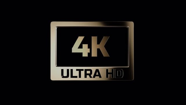Loop Gold 4k ultra hd logo with shiny reflection with alpha channel