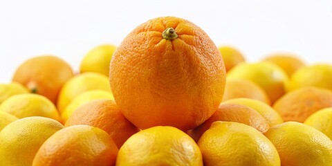 A few oranges in a bunch on a white background