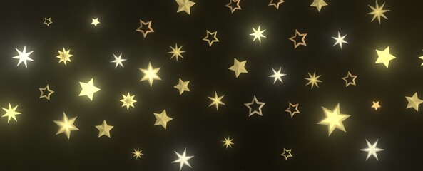 Festive Celestial Cascade: Mesmerizing 3D Illustration of Descending Christmas Stars