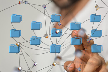 Cloud technology. Polygonal wireframe art looks like constellation
