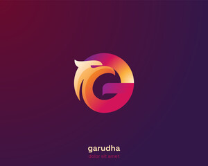 Awesome colorful strong eagle with letter g logo